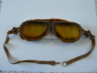 Vintage Antique French Aviator Pilot Flying Ace Goggles Europe Military WWI - WWII 2