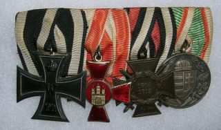 Imperial German 4 Place Medal Bar With Iron Cross,  Hanseatic Cross