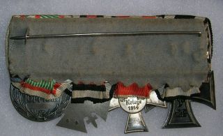 Imperial German 4 Place Medal Bar with Iron Cross,  Hanseatic Cross 2