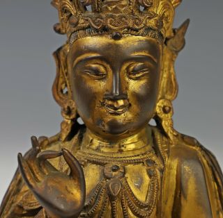 Antique Chinese Gilt Bronze Statue of Seated Buddha - Ming Dynasty 5