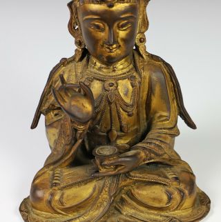 Antique Chinese Gilt Bronze Statue of Seated Buddha - Ming Dynasty 6