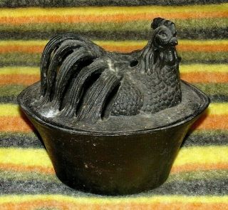 Primitive Antique Cast Iron Hen On A Nest Wood/coal Stove Top Humidifier