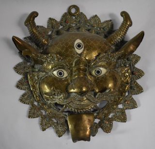 Brass Hindu Religious Mask,  Circa 1957
