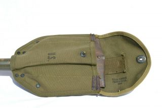 U.  S.  ARMY WWII 1944 FOLDING ENTRENCHING SHOVEL AND CANVAS BELT CARRIER US WW2 2