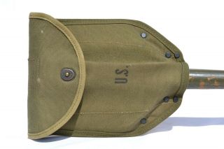 U.  S.  ARMY WWII 1944 FOLDING ENTRENCHING SHOVEL AND CANVAS BELT CARRIER US WW2 4