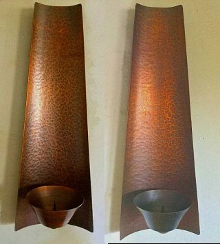 Hammered Copper Wall Sconce Pair (2) Arts & Crafts/ Mission Prairie Deco