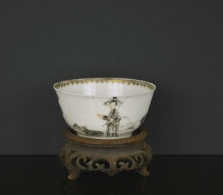 Top Quality Chinese 18th Century Grisaille Teacup With Shepherdess