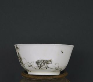 TOP QUALITY CHINESE 18th CENTURY GRISAILLE TEACUP WITH SHEPHERDESS 4