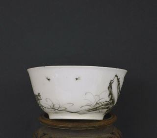 TOP QUALITY CHINESE 18th CENTURY GRISAILLE TEACUP WITH SHEPHERDESS 5