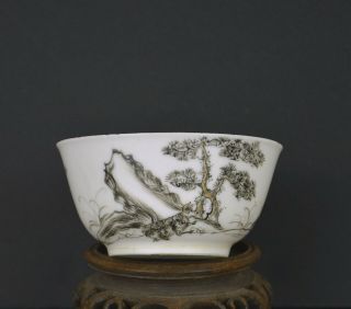 TOP QUALITY CHINESE 18th CENTURY GRISAILLE TEACUP WITH SHEPHERDESS 6