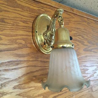 Restored Antique Solid Brass Sconce Light