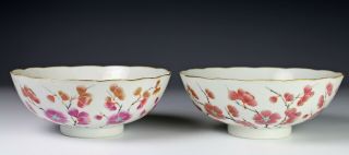 Antique Chinese Porcelain Bowls With Blossoms - 19th Century