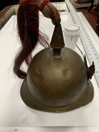 Very Old Unusual Hat Civil War Or Post Civil War? Horse Hair Tassel Brass 4