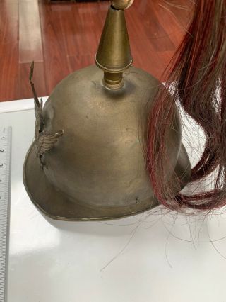 Very Old Unusual Hat Civil War Or Post Civil War? Horse Hair Tassel Brass 5
