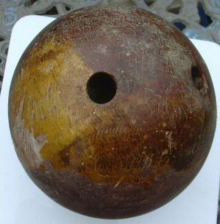 Vintage Antique Wood Wooden Bowling Ball 2 Hole 14 Lbs