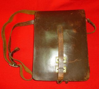 1953 Russian Soviet Army Officer Map Case Pouch Real Leather,  Strap USSR Dated 2