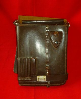 1953 Russian Soviet Army Officer Map Case Pouch Real Leather,  Strap USSR Dated 6