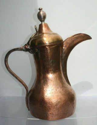 Big 46 Cm Antique Dallah Islamic Coffee Pot With Pattern Rare