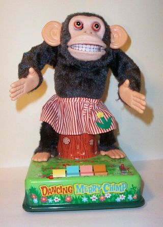 1960 ' s BATTERY OPERATED DANCING MERRY CHIMP JOLLY MUSICAL VINTAGE TOY MIB 4