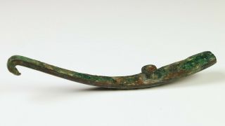 Large Antique Chinese Gold Inlaid Bronze Belt Hook - Eastern Zhou Dynasty 5