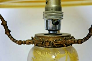 OLD ART DECO GLASS LAMP WITH ACID ETCHED FLOWER DESIGN VERY RARE 12