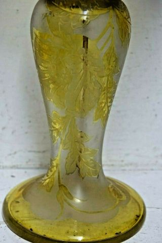 OLD ART DECO GLASS LAMP WITH ACID ETCHED FLOWER DESIGN VERY RARE 2
