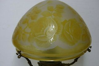 OLD ART DECO GLASS LAMP WITH ACID ETCHED FLOWER DESIGN VERY RARE 3