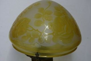 OLD ART DECO GLASS LAMP WITH ACID ETCHED FLOWER DESIGN VERY RARE 4