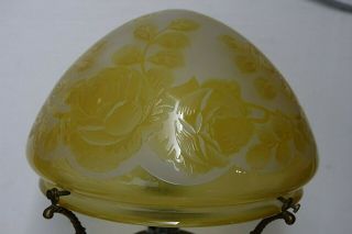 OLD ART DECO GLASS LAMP WITH ACID ETCHED FLOWER DESIGN VERY RARE 6