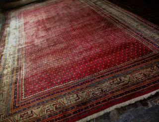 Vintage X Large Herati Handknotted Wool Persian Rug 11x7 Paisley Handmade Carpet