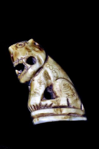 Thailand Authentic Antique 19th Century Hand Carved Tiger Amulet Fetish; 1880