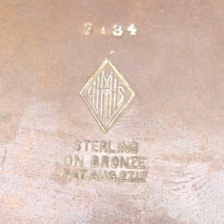 Vintage Arts & Crafts Heintz Art Metal Sterling on Bronze Bookends 7134 Pair Set 8