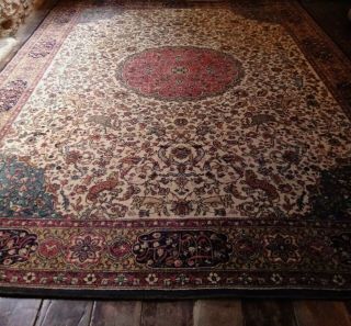 Antique WOODWARD GROSVENOR Persian Wool Rug 12x9ft ANIMALS HUNTING 2