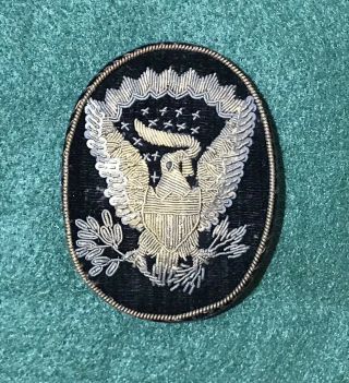 Civil War,  Gold Bullion,  Embroidered Hardee Eagle On Black Velvet Oval.