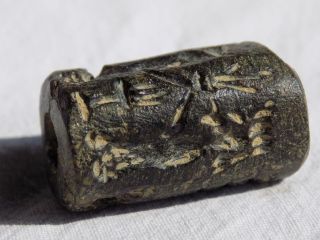 Ancient Stone Cylinder Seal With Early Form Of Writing