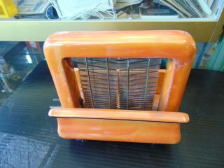 Rare 1920s Toastrite Brand Porcelain Electric Toaster Orange Pearl Luster Deco