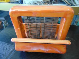 RARE 1920s TOASTRITE Brand PORCELAIN Electric TOASTER Orange Pearl Luster DECO 3