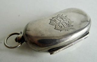 ANTIQUE SOLID SILVER DOUBLE KIDNEY SHAPED SOVEREIGN CASE - CHESTER 1902 - 35g 3