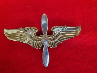 Ww2 Sterling Us Army Air Force Aviation Cadet Wings Screw Back Hat Badge 3 "