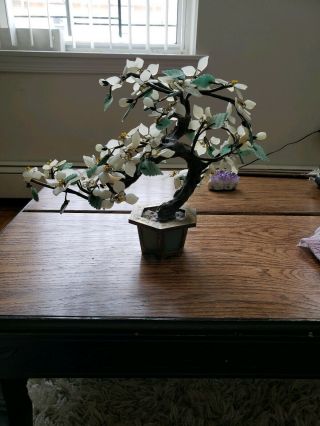 Vintage STUNNING,  Jade / Marble Chinese Cherry Blossom Tree 2