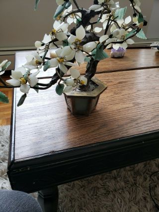Vintage STUNNING,  Jade / Marble Chinese Cherry Blossom Tree 4