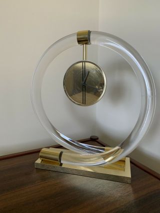 Vtg Circular Lucite Pendu Clock Hollywood Reg Mid Modern Dorothy Thorpe Style