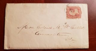 1863 Civil War Condolence Letter 1861 Washington 3 Cent Stamp