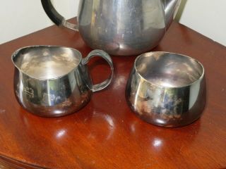David Mellor ' Pride ' three piece plated tea set for Walker and Hall,  Late 1950s 4