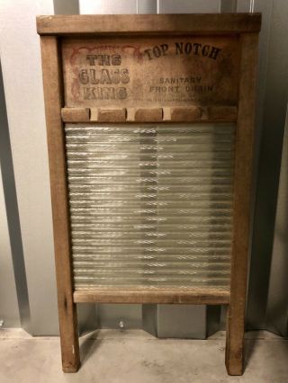 Vintage Antique National Washboard Company 860 Wood/Glass,  Top Notch Glass King 2