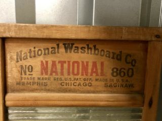 Vintage Antique National Washboard Company 860 Wood/Glass,  Top Notch Glass King 5
