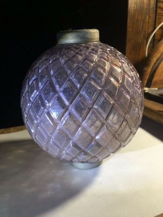 Old Large Quilted Lightning Rod Ball Globe Amethyst Glass,  Sca