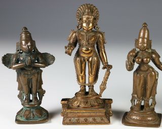Great Group of 6 Antique Indian India Bronze Statues 2