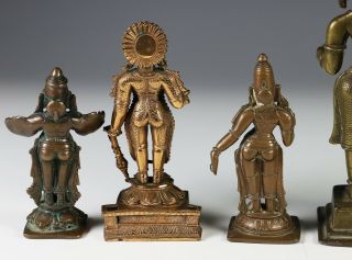Great Group of 6 Antique Indian India Bronze Statues 8