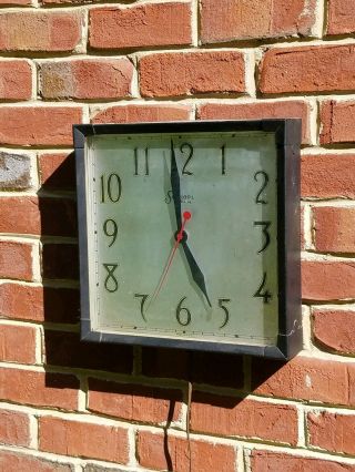 Vintage Sessions Art Deco Kitchen Wall Clock Mcm Sliver Black Hammertone Rare